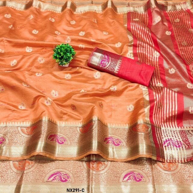 Orange Colour Soft Katan Silk Saree