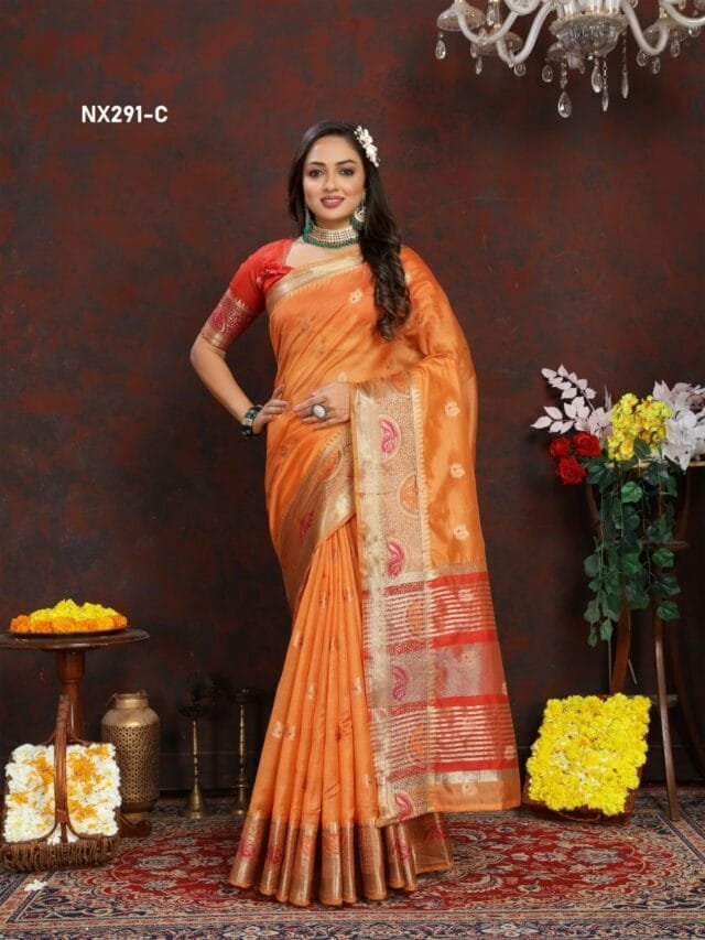 Orange Colour Soft Katan Silk Saree