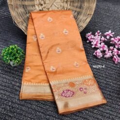 Orange Soft Katan Silk Saree with Zari Weaving