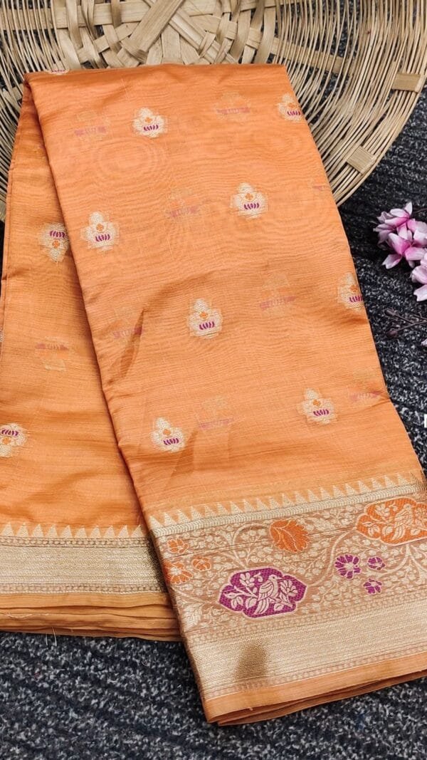 Orange Soft Katan Silk Saree with Zari Weaving
