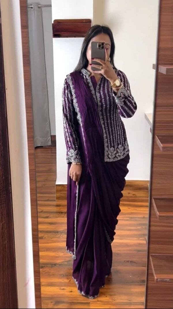 Purple Colour Rangoli Silk Jacket Saree