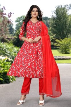 Red Colour Aliya Cut Dresses