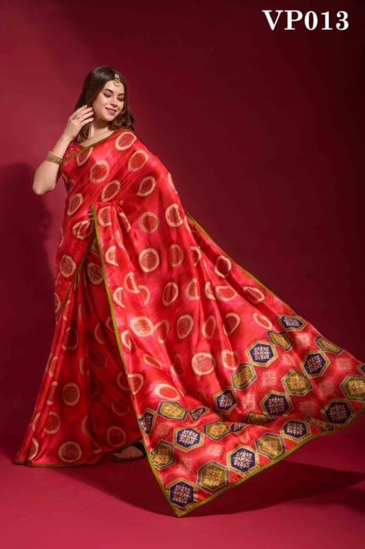Crimson Red Soft Silk Readymade/Easy Saree