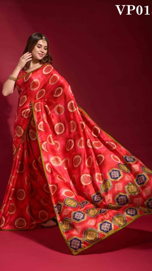 Red Colour Smooth Silk Saree