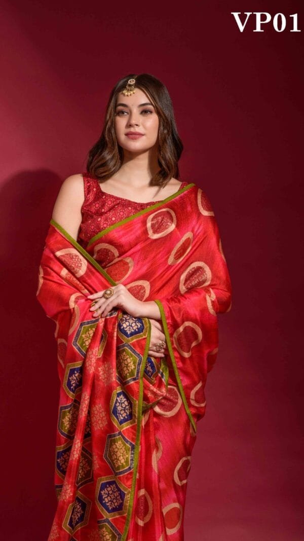 Red Colour Smooth Silk Saree