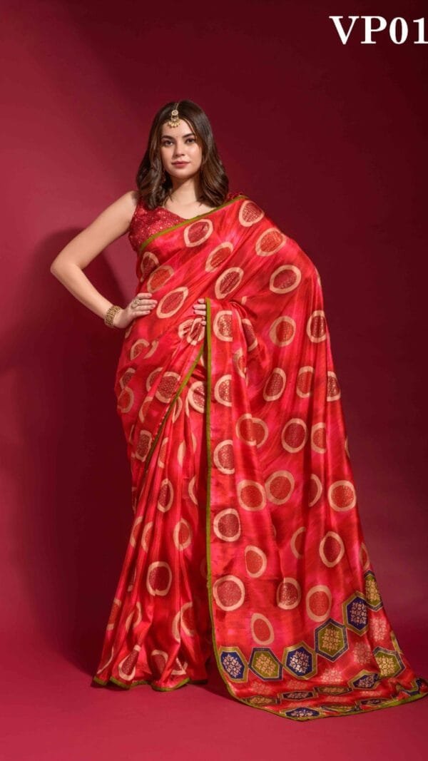 Red Colour Smooth Silk Saree