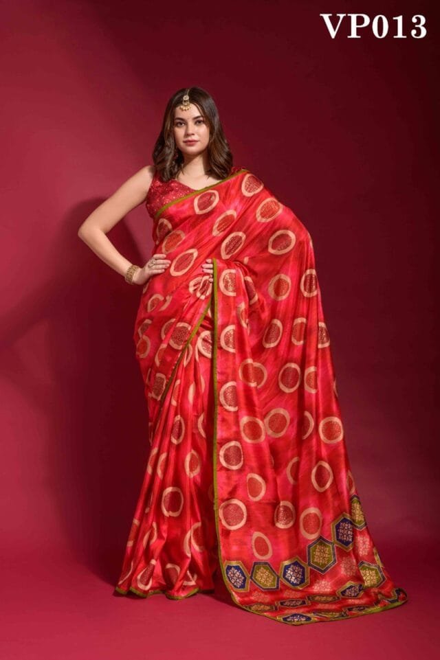 Red Colour Smooth Silk Saree