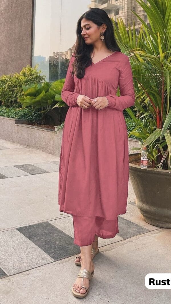 Rust Pink Designer Alia Cut Dresses