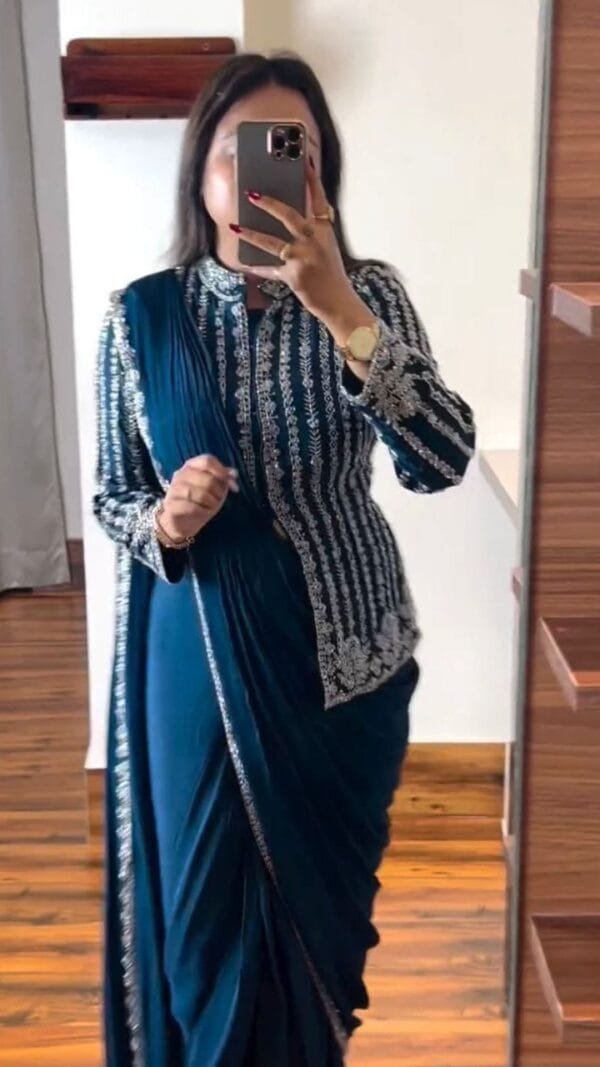 Sky blue Blooming Rangoli Silk Sarees
