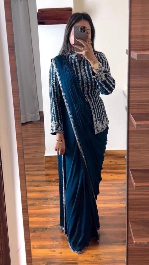 Sky blue Blooming Rangoli Silk Sarees