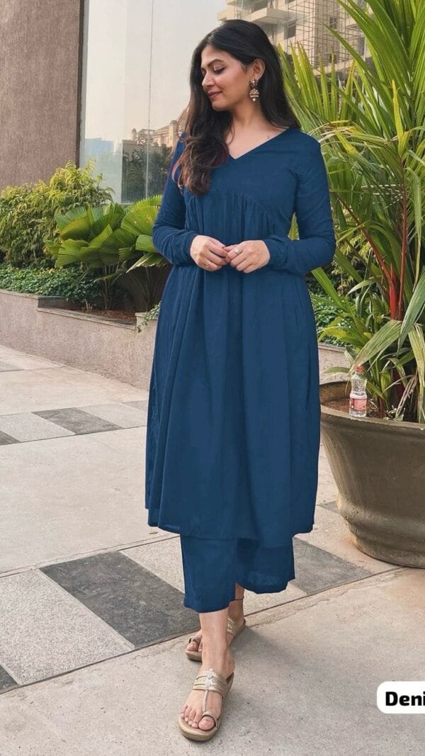 Denim Blue Alia Cut Prom Dresses