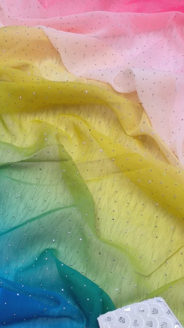 White Colour Georgette Swarovski Diamond Saree