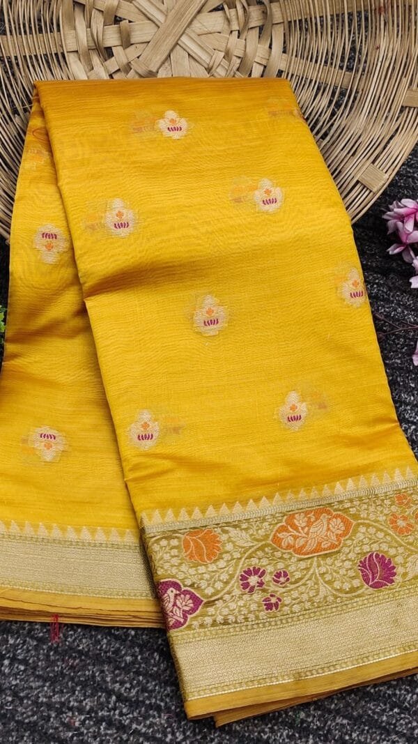 Yellow COLOUR Soft Katan Silk Saree