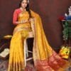 Yellow COLOUR Soft Katan Silk Saree