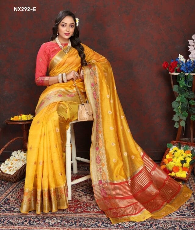 Yellow COLOUR Soft Katan Silk Saree