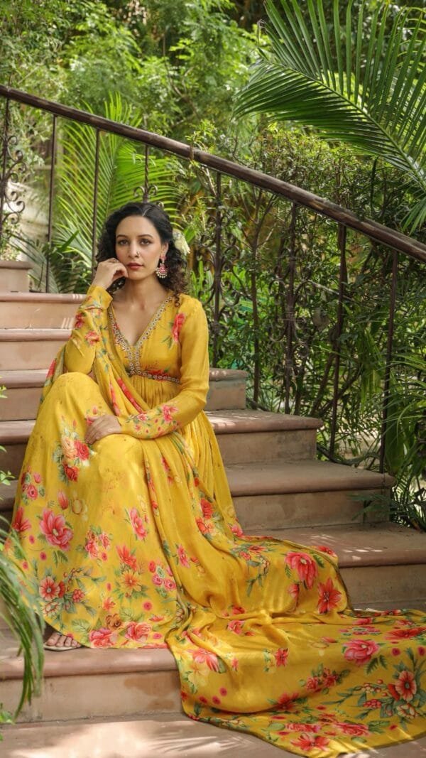 Yellow Coler Alia Cut Dresses Online
