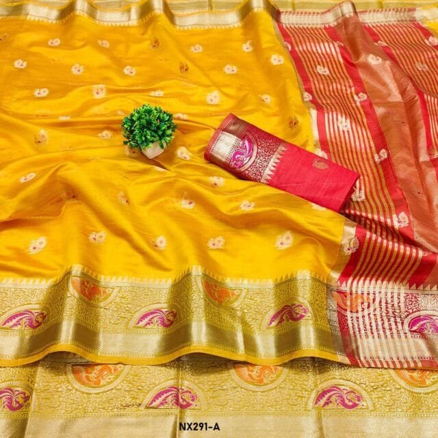 Yellow Colour Soft Katan Silk Saree