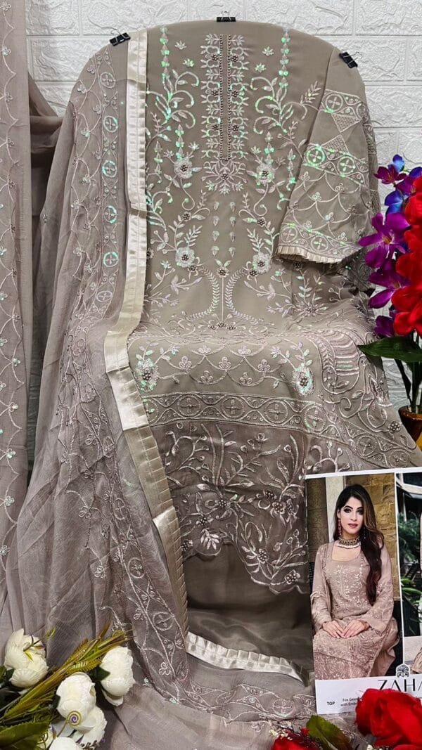 Biscyit Colour GEORGETTE WITH HEAVY EMBROIDERED Suits