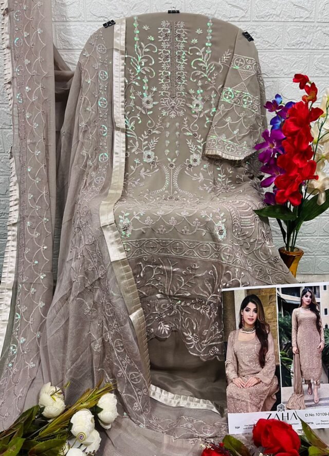 Biscyit Colour GEORGETTE WITH HEAVY EMBROIDERED Suits