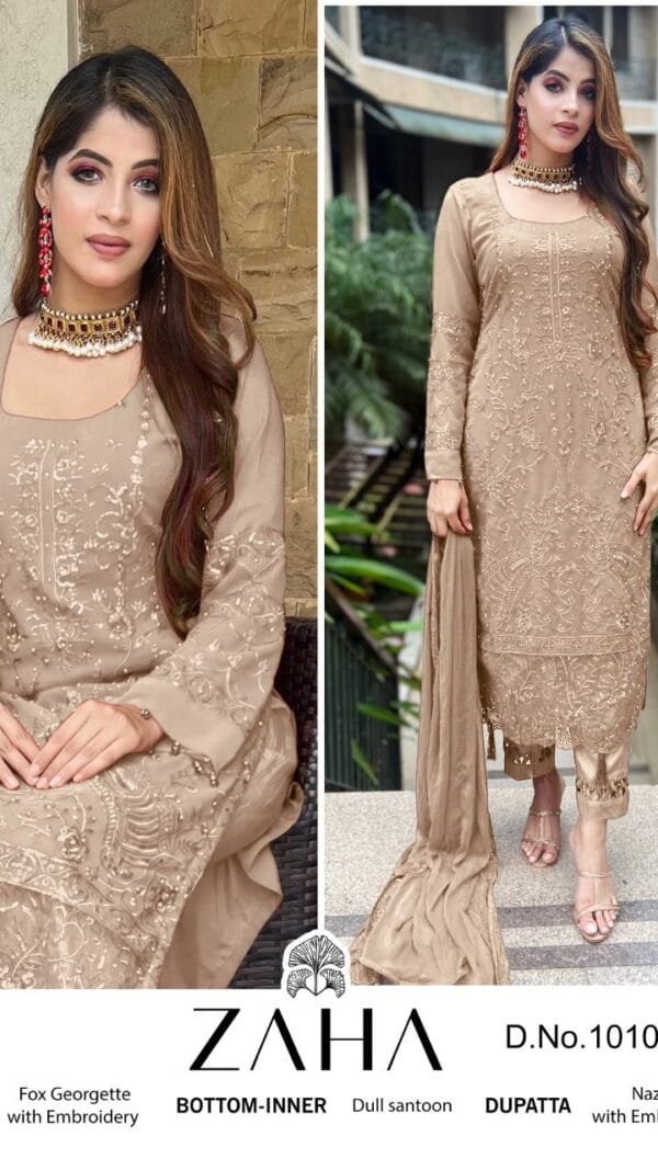 Biscyit Colour GEORGETTE WITH HEAVY EMBROIDERED Suits
