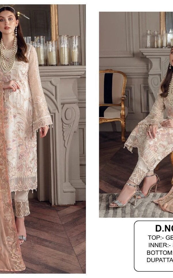 Biscyit Colour Georgette With Sequence Embroidery Work Suits