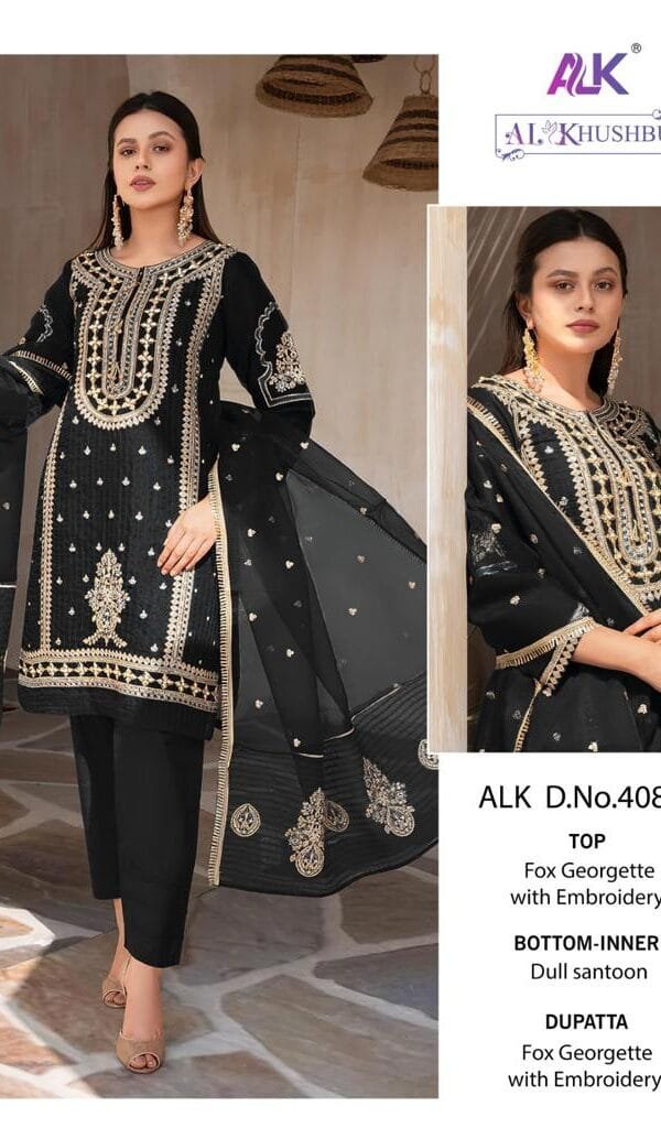 Black Colour GEORGETTE WITH HEAVY EMBROIDERED Suits