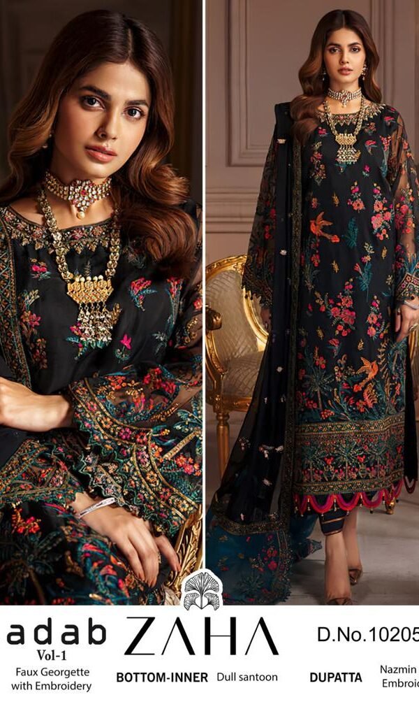 Black Colour GEORGETTE WITH HEAVY EMBROIDERED Suits