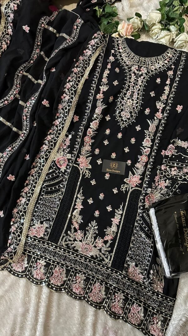 Black Colour Georgette shaded very heavy embroidered Suits