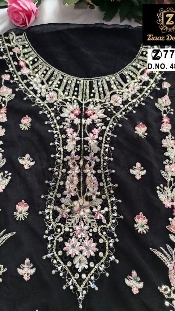 Black Colour Georgette shaded very heavy embroidered Suits