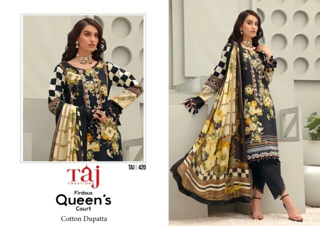 Black Colour Pure Cotton Print with heavy embroidery Suits