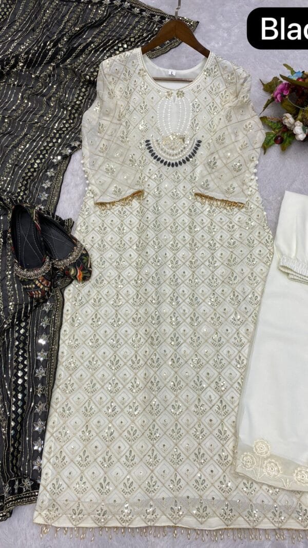 Black Colour Readymade Desirable Fancy Faux Georgette Suits