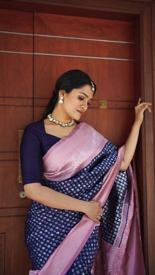 Blue Colour Banarasi Soft Silk Saree