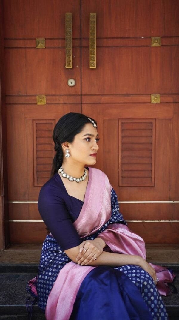 Blue Colour Banarasi Soft Silk Saree