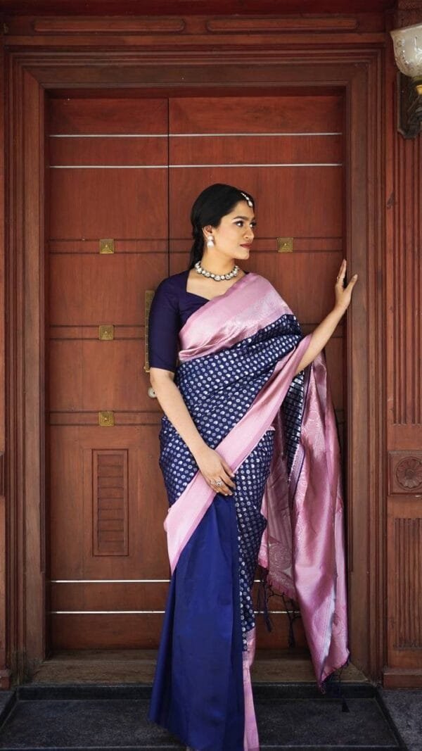 Blue Colour Banarasi Soft Silk Saree