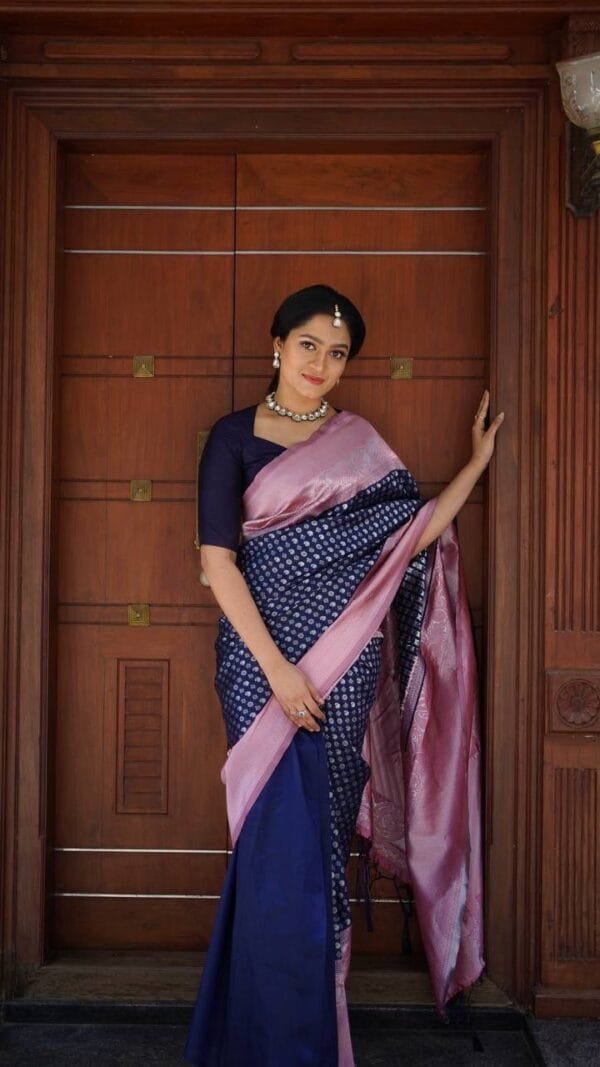 Blue Colour Banarasi Soft Silk Saree