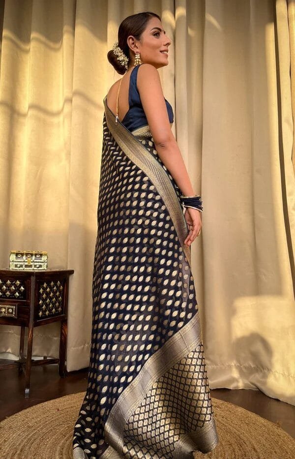 Blue Colour Banarasi Soft Silk Saree