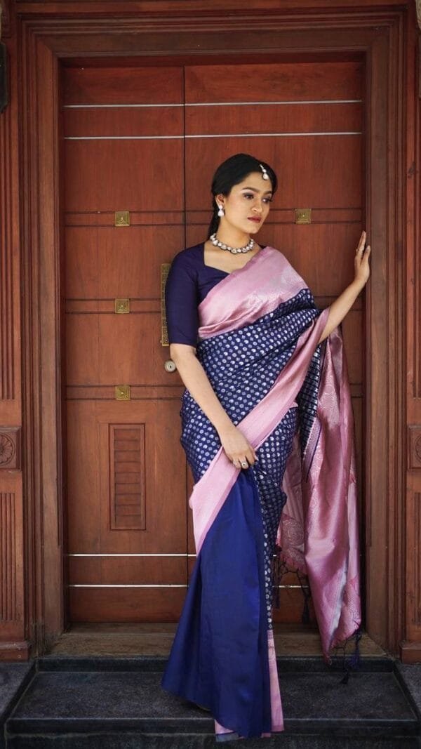 Blue Colour Banarasi Soft Silk Saree