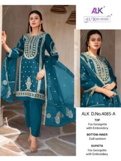 Blue Colour GEORGETTE WITH HEAVY EMBROIDERED Suits