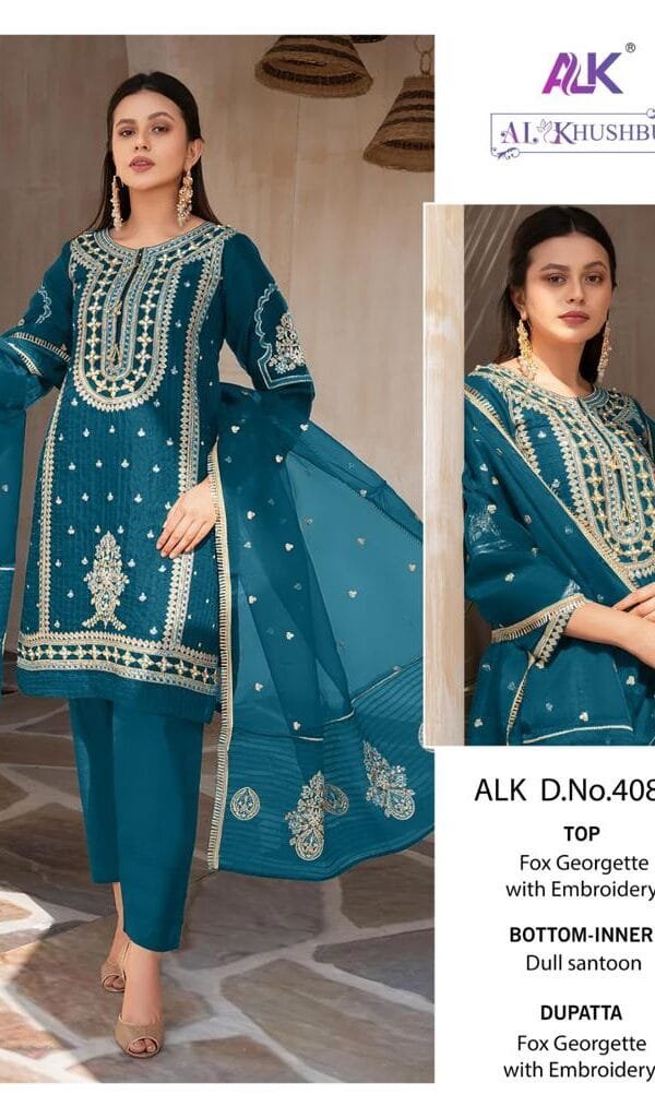 Blue Colour GEORGETTE WITH HEAVY EMBROIDERED Suits