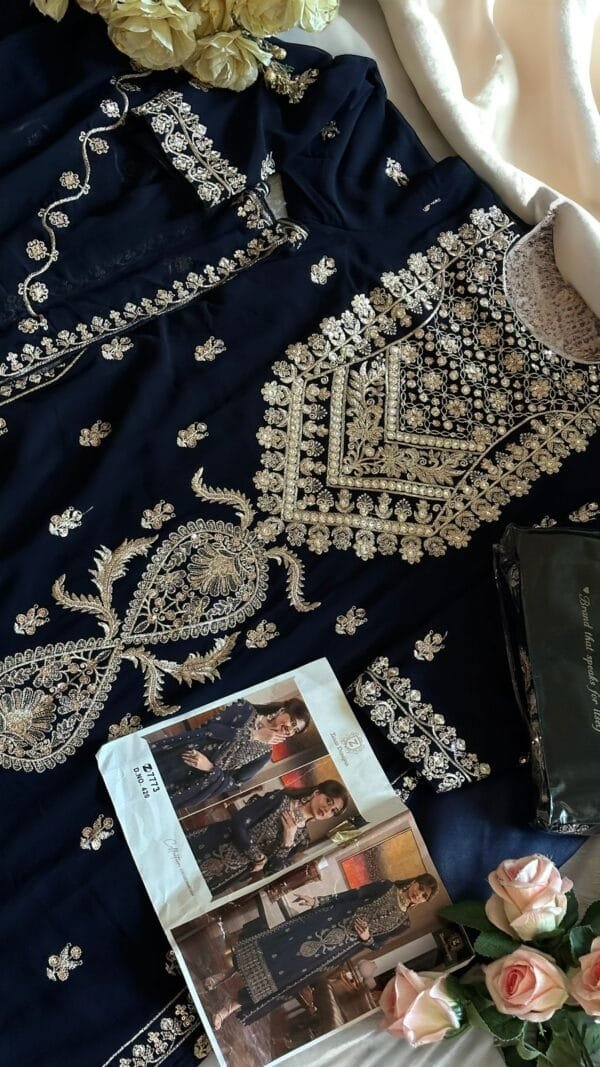 Blue Colour Georgette very heavy embroidered Suits