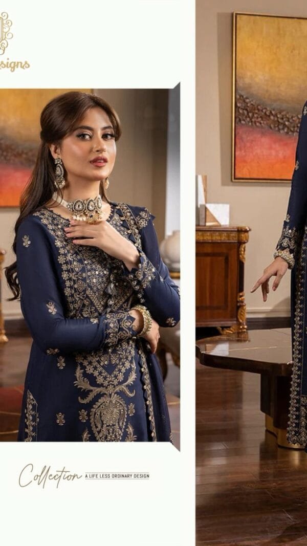 Blue Colour Georgette very heavy embroidered Suits