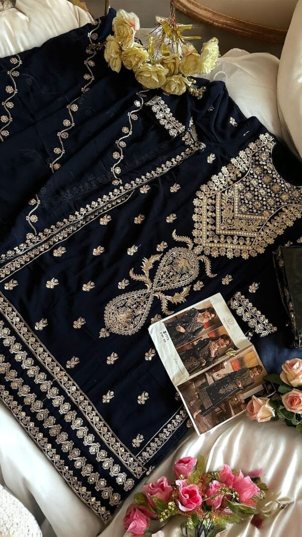 Blue Colour Georgette very heavy embroidered Suits