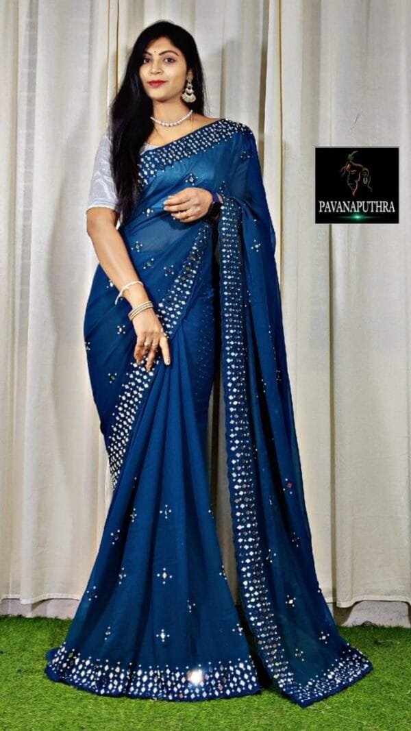 Blue Colour Havy Fox Georgette Saree
