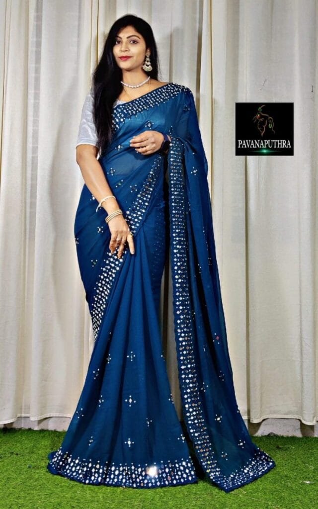 Blue Colour Havy Fox Georgette Saree