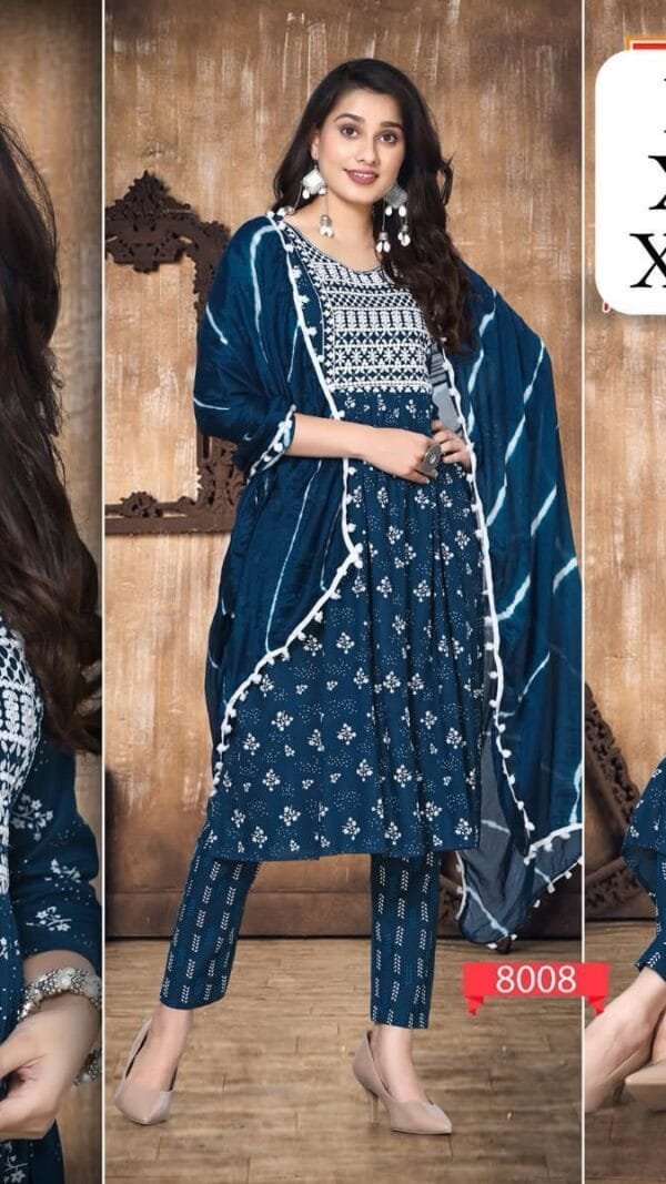Blue Colour Heavy printed Reyon NAYRA