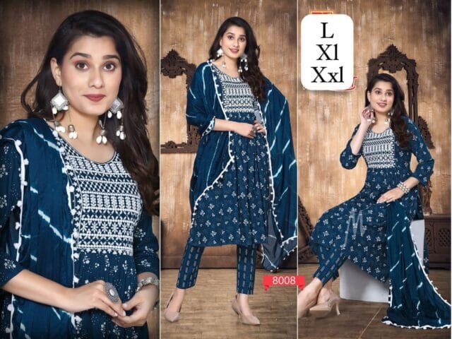 Blue Colour Heavy printed Reyon NAYRA