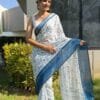 Blue Colour New Kalamkari Print 1 Minute Ready To Wear Saree