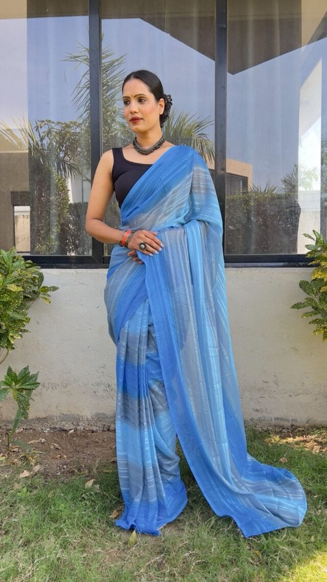 Blue Colour PRESENT NEW READY TO WEAR 1 MIN SAREE