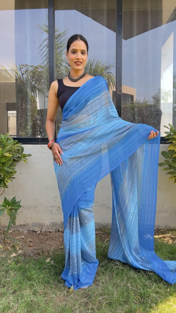 Blue Colour PRESENT NEW READY TO WEAR 1 MIN SAREE