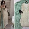 Blue Grey Colour Readymade Desirable Fancy Faux Georgette Suits